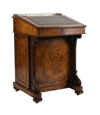 Lot 561 - A Victorian Walnut Davenport, circa 1870, the...