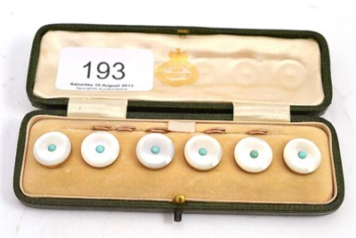 Lot 193 - Six mother-of-pearl buttons in case