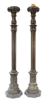 Lot 176 - A Large Pair of Patinated-Bronze Gothic...