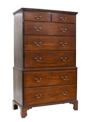 Lot 585 - A George III Mahogany Chest on Chest, late...