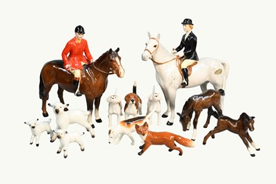 Lot 83 - Beswick Hunting Group Comprising: Huntswoman,...