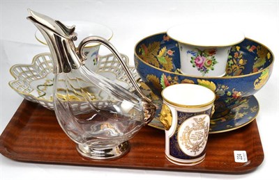 Lot 224 - Dresden bowl, assorted ceramics and glass, Spode bowl and matching plate