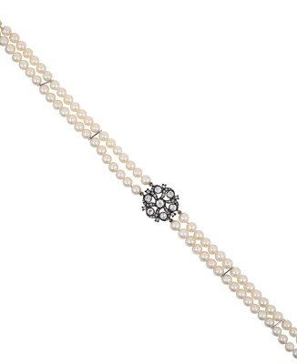 Lot 2081 - A Two Row Cultured Pearl Necklace, with A...