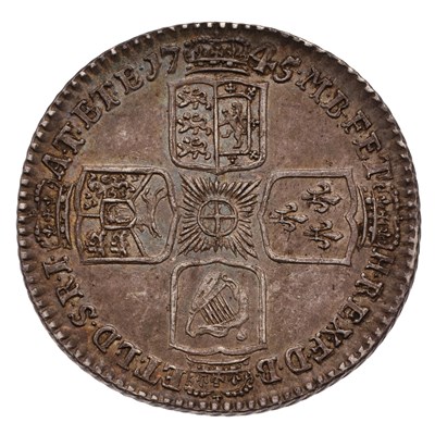 Lot 96 - George II, Shilling 1745, LIMA below, (Bull...