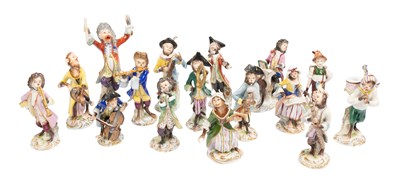Lot 124 - Seventeen Volkstedt Porcelain Monkey Band...