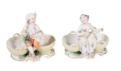 Lot 140 - A Pair of Frankenthal Porcelain Figural Salts,...