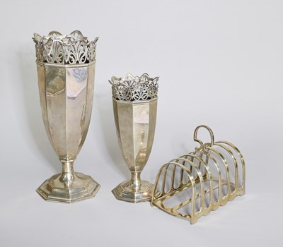 Lot 149 - Two George V Graduated Silver Vases, by...