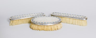 Lot 153 - Three George V Silver and Enamel Brushes, by...