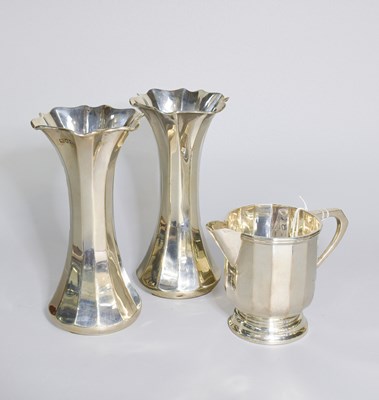 Lot 151 - An Edward VII and a Georve V Silver Vase, Each...