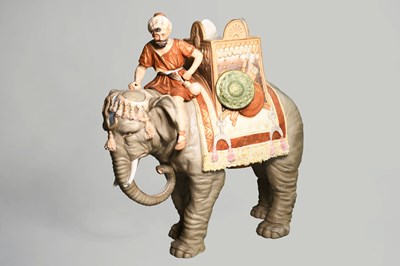Lot 135 - A Royal Dux Porcelain Model of an Elephant,...