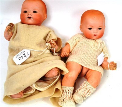 Lot 240 - Armand Marseille My Dream Baby Bisque Socket Head Doll, impressed 351.1 with sleeping blue...