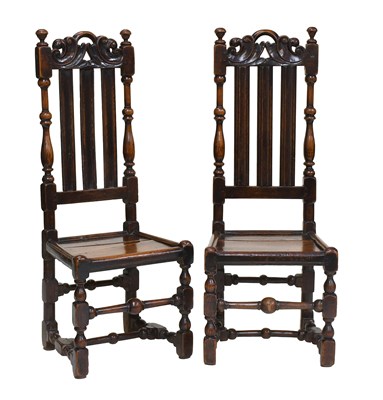 Lot 504 - A Pair of Oak High-Back Side Chairs, late 17th...