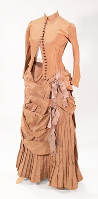 Lot 2229 - Circa 1885 Brown Silk Two Piece Costume,...