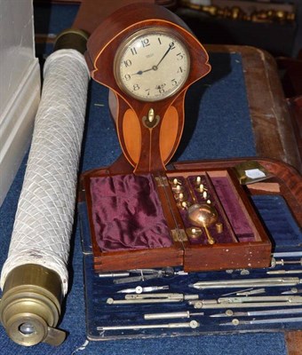 Lot 250 - A brass single draw telescope by A Cairns, Liverpool with woven braid bound tube (a.f.), an Art...