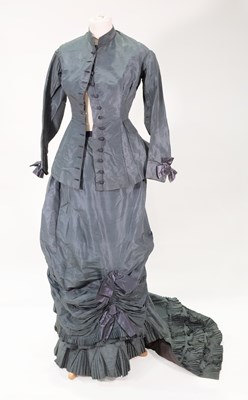 Lot 2243 - Circa 1880 Blue Silk Two Piece Costume...