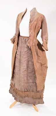 Lot 2244 - Circa 1870s Light Brown Silk Two Piece Costume...
