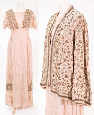 Lot 2220 - Edwardian Pink Silk Evening Dress with boat...