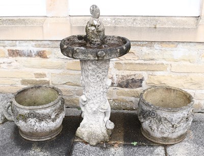 Lot 1225 - A Composition Bird Bath of Naturalistic Form,...