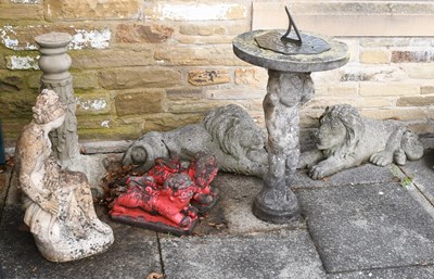 Lot 1226 - Weathered Composition Garden Statuary to...