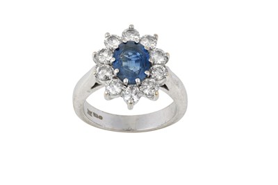 Lot 2129 - An 18 Carat White Gold Sapphire and Diamond...