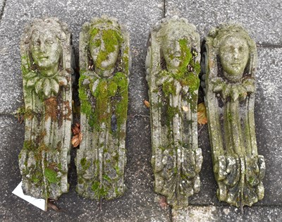 Lot 272 - A Set of Four Weathered Sandstone Corbels,...