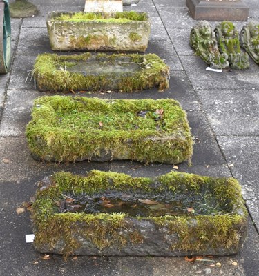 Lot 1210 - Three Rectangular Stone Troughs or Sinks,...