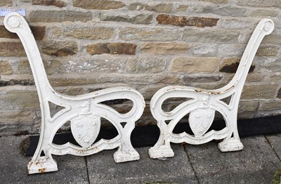 Lot 263 - A Pair of Victorian Painted Cast Iron Bench...