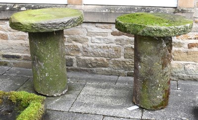 Lot 252 - A Pair of Weathered Staddle Stones, in two...
