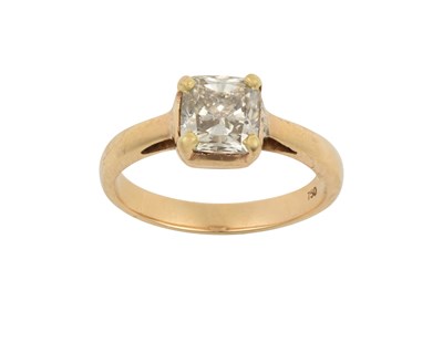 Lot 2047 - A Diamond Solitaire Ring the cushion cut...
