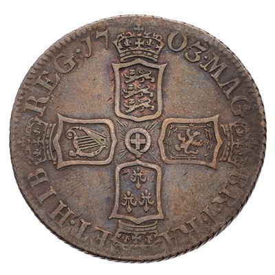 Lot 86 - Anne, Shilling 1703, VIGO, second bust, plain...