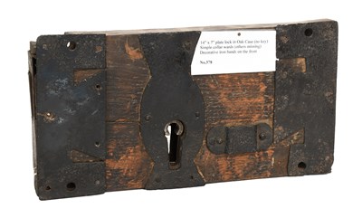 Lot 149 - An Oak-Cased Plate Lock, early 18th century,...