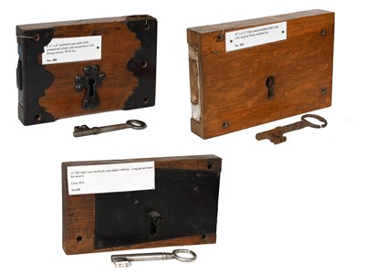 Lot 12 - Three 19th Century Oak-Cased Locks, comprising:...