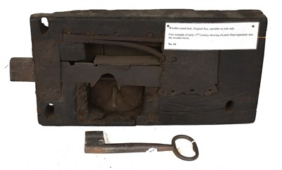 Lot 19 - A 17th Century Oak-Cased Lock, with original...