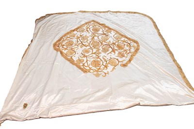 Lot 1198 - Circa 1930s Cream Satin Bed Cover with a...