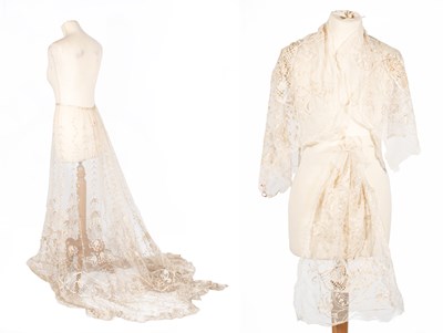 Lot 2209 - Early 20th Century Cream Lace Skirt Mount, on...