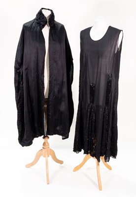 Lot 2192 - Circa 1920s Black Chiffon Sleeveless Drop...