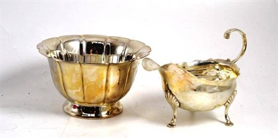 Lot 275 - A silver sauce boat and a silver lobed bowl