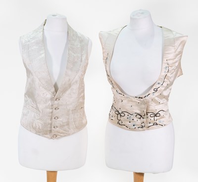 Lot 2270 - Circa 1840s Gents Cream Silk Waistcoat, double...