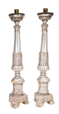 Lot 169 - A Pair of Italian Baroque Style Silvered Gesso...
