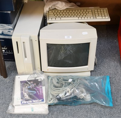 Lot 128 - Apple Mac PC and box of leaflets etc.