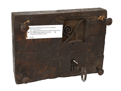 Lot 22 - An Early 18th Century Oak-Cased Door Lock,...