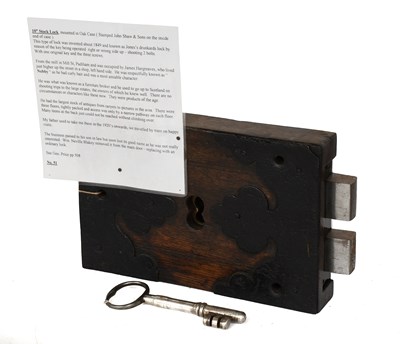 Lot 25 - An Oak-Cased Stock Lock stamped John Shaw &...