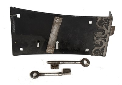 Lot 95 - A Mid 18th Century Iron Door Lock, with shaped...