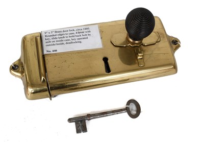 Lot 55 - A Brass Door Lock, circa 1860, with rounded...