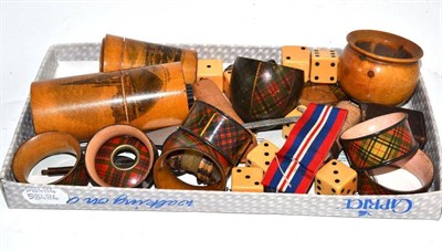 Lot 285 - Tartanware napkin rings, Mauchline ware, treen etc