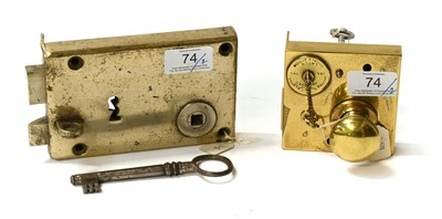 Lot 74 - A Brass Four Lever Latch by A Brown,...