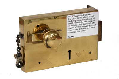 Lot 73 - A 19th Century Brass-Cased Hall Door Rim Lock,...