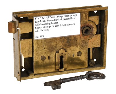 Lot 50 - A 19th Century Brass Rim Lock, signed in...