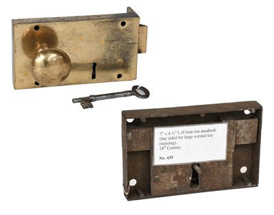 Lot 28 - An LH Brass Rim Latch, four lever warded key,...