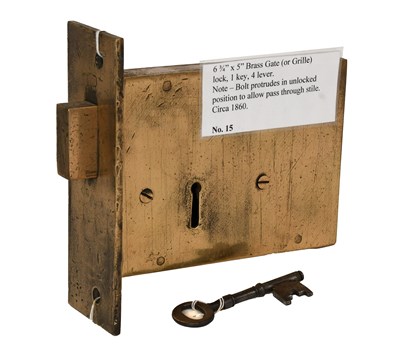 Lot 131 - A 19th Century Brass Gate or Grille Lock,...
